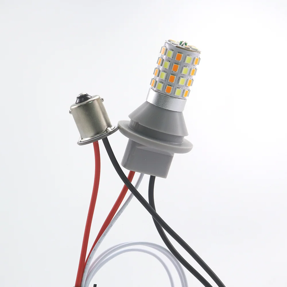 1156 P21W PY21W Dual-Color Switchback LED Bulb (54-SMD, 12V or 24V Canbus)