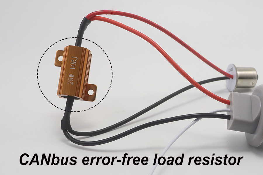 10R 25W Gold Aluminum Canbus Load Resistor with Plug and Play Wiring Harness for Switchback LED Bulbs