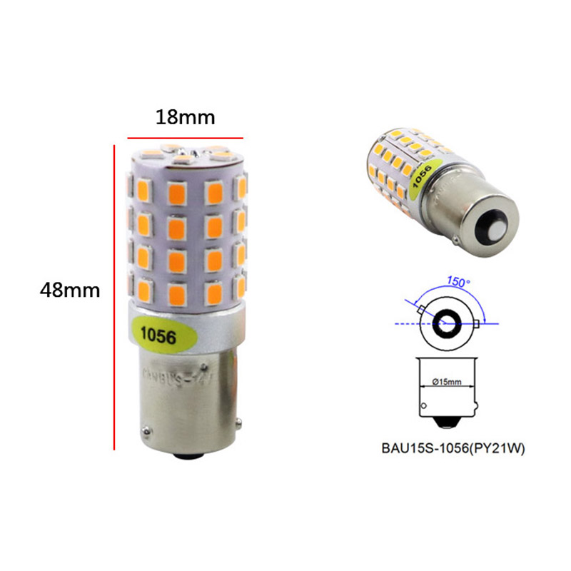 1156 BAU15s Single Contact Offset 150° Pin 45L LED Bulb Blueprint