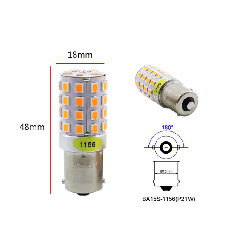 1156 BA15s Single Contact Flat Pin 45L LED Bulb Dimensional Blueprint