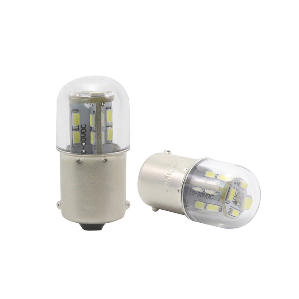 Single contact 180-degree pin BA15s base detail of G18 LED replacement bulb
