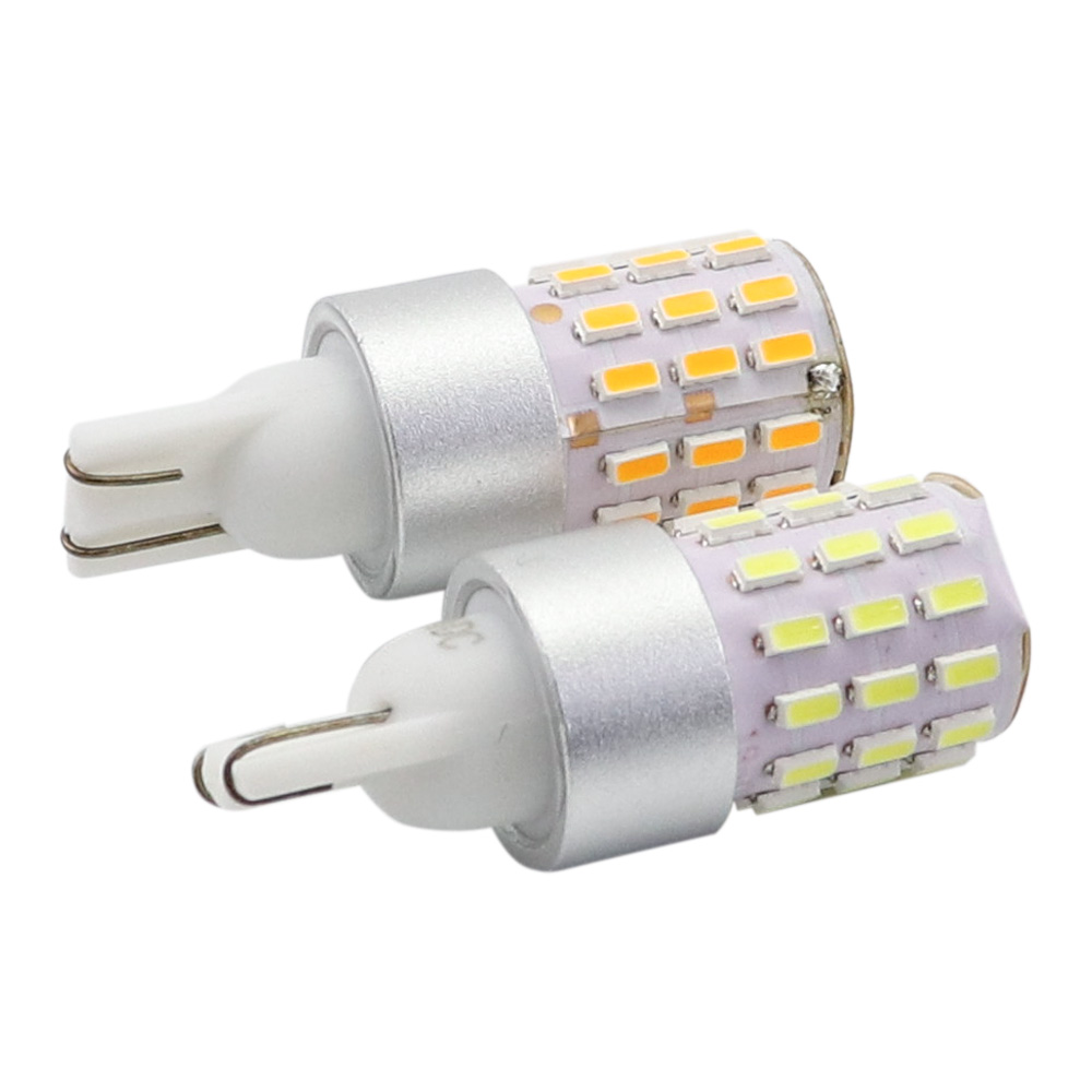 T15 921 LED miniature wedge base bulb side perspective showing unibody aluminum heat sink