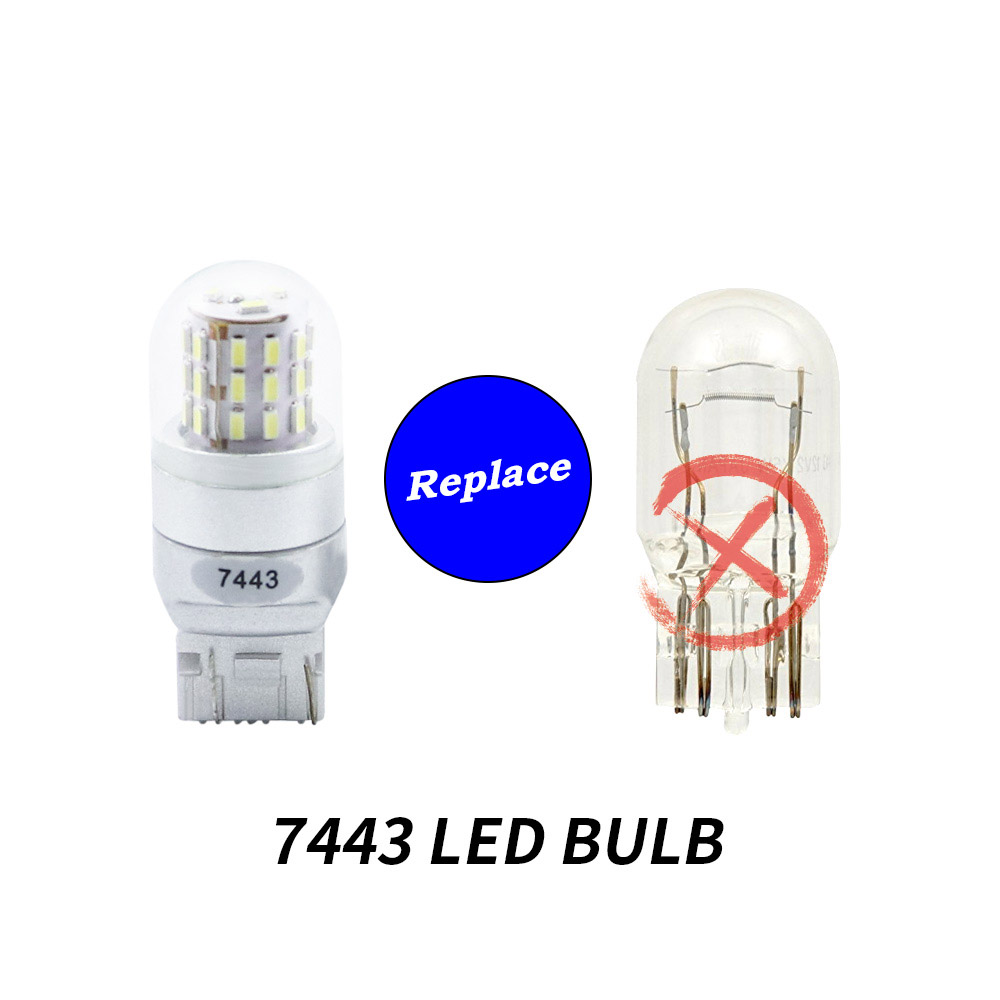7443 7440 LED replacement bulb protective glass dome and SMD 3014 array macro shot