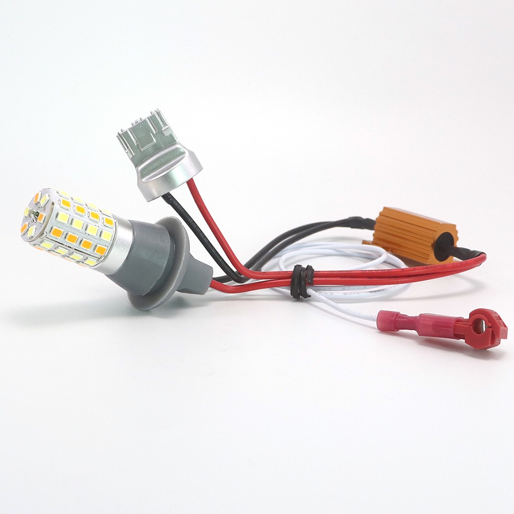 T20 7440 W21W Dual-Color Switchback LED Bulb (54-SMD, 12V or 24V Canbus Replaces 7443 W21/5W)