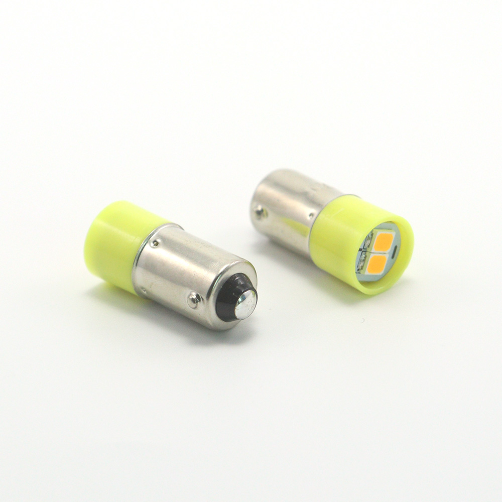 Side profile view of 23mm low-profile BA9s LED bulb with rugged protective PC enclosure