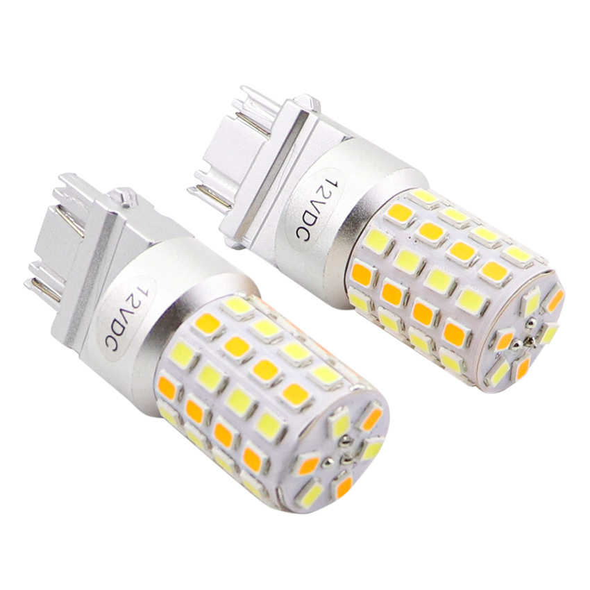 3157 P27/7W Dual-Color Switchback LED Bulb (54-SMD, Non-Polarity 3157CK, DC 12-24V)