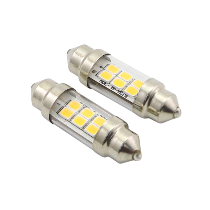 C5W festoon LED bulb 10mm shatterproof clear PC tube with SMD 2835 emitters