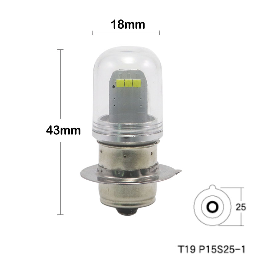 P15s-25-1 T19 LED bulb engineering dimensional blueprint D18x43mm