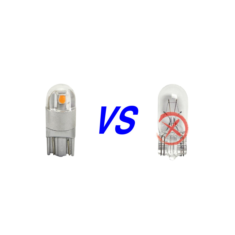 T10 LED bulb dual SMD 2835 emitters and sealed PC cover macro detail