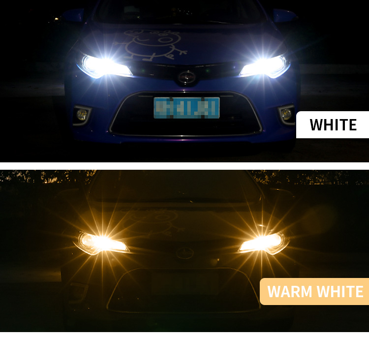 T10 LED bulb installed as front parking clearance light in vehicle headlight housing