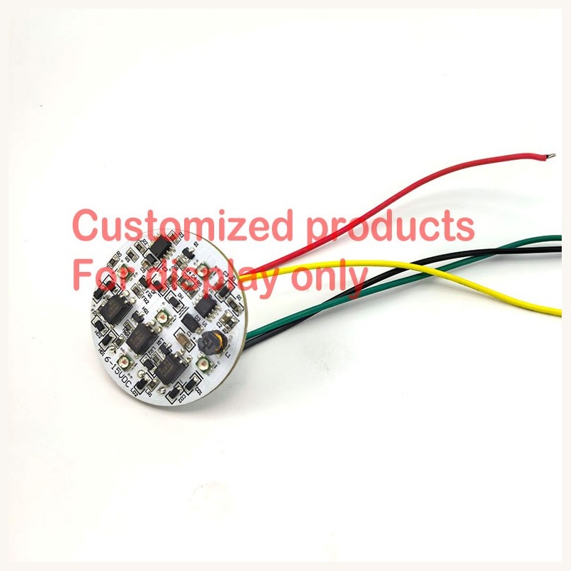Round custom motorcycle LED module variant with lead wires for vintage scooters