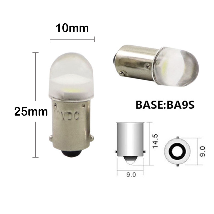 MIDCARS ultra-short 25mm BA9s T4W LED indicator bulb with clear protective lens