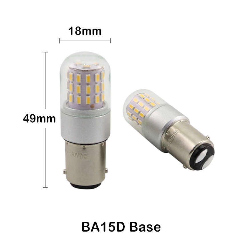 Compact D18x49mm T18 LED miniature bulb top view showing optical top cluster