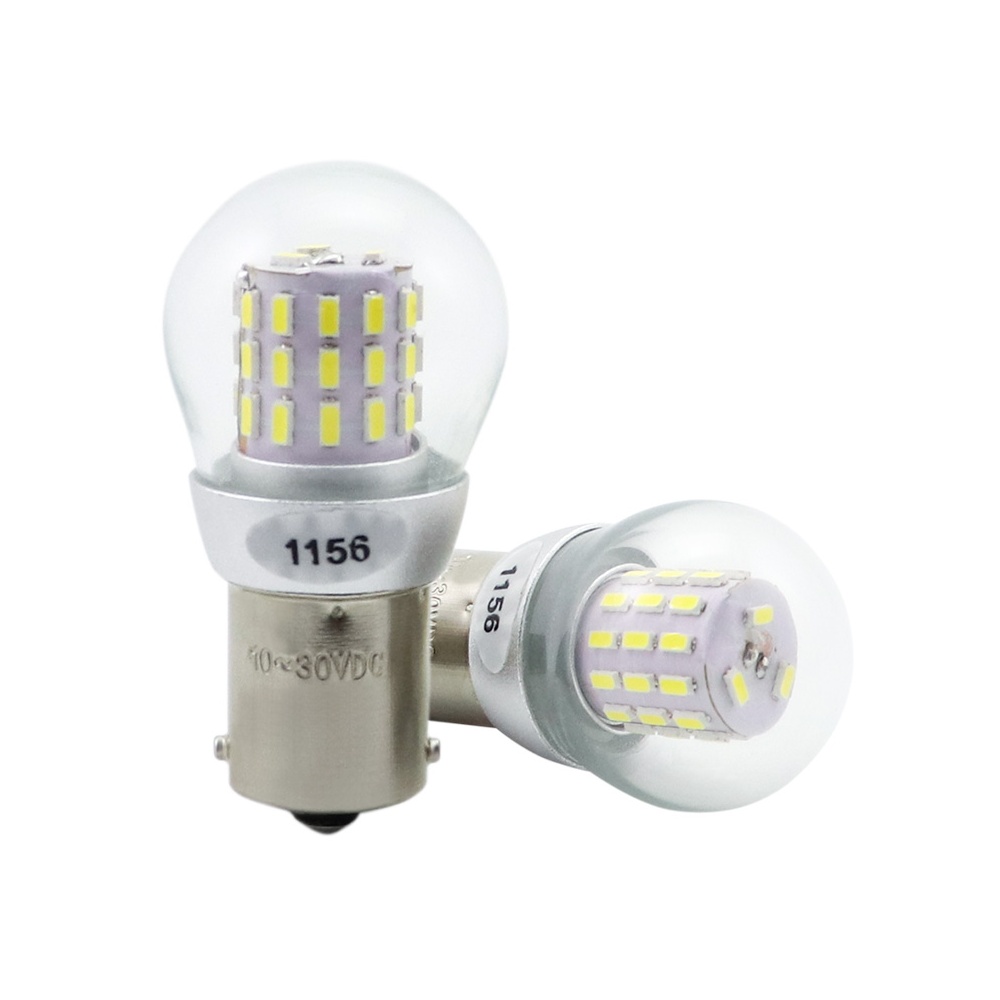 1156 BA15S BAU15S Automotive LED Bulb (P21W PY21W Equiv) - Glass Cover (6-15V / 12-36V / 48-80V)