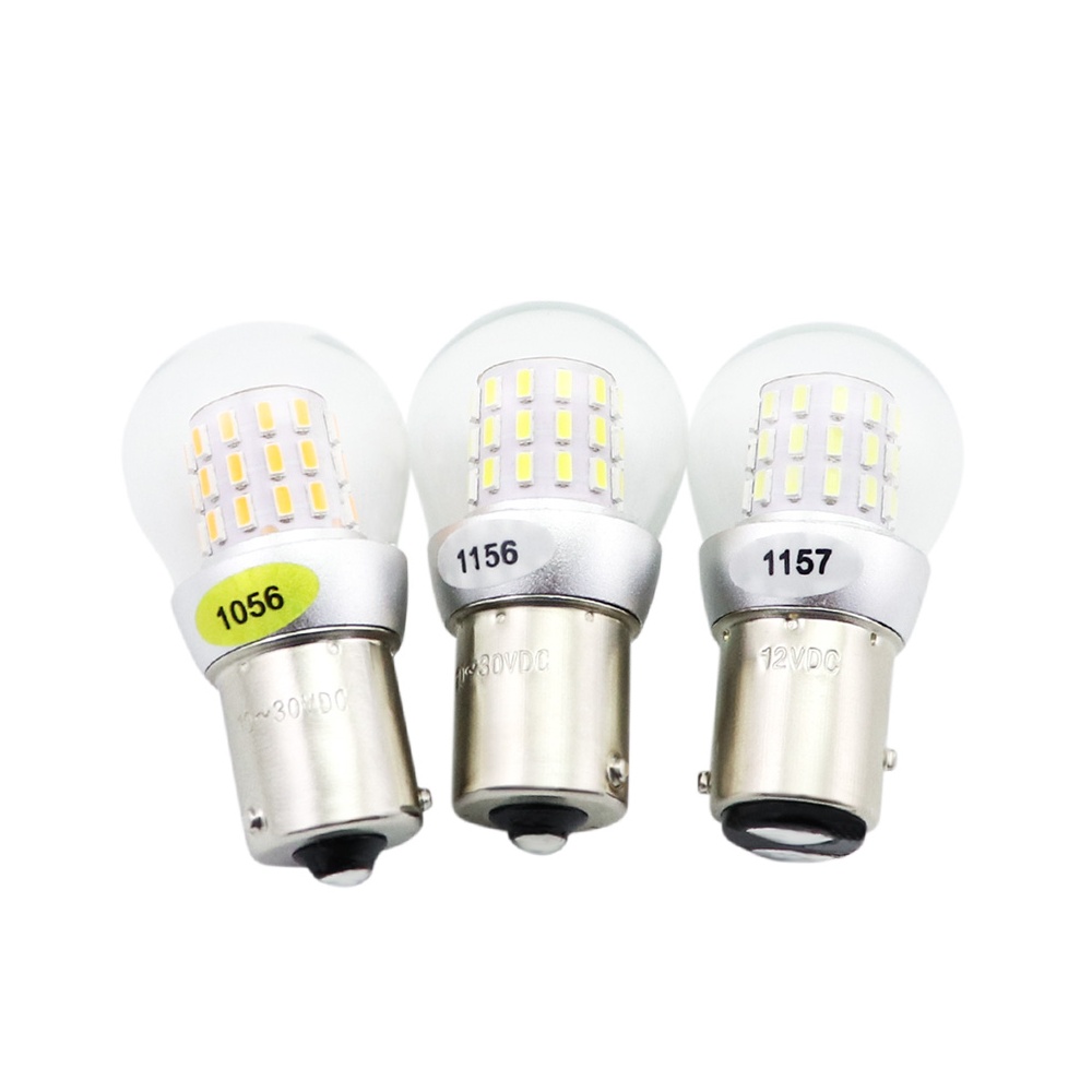 Top optical view of 1156 LED bulb showing cylindrical emitter array and glass cover