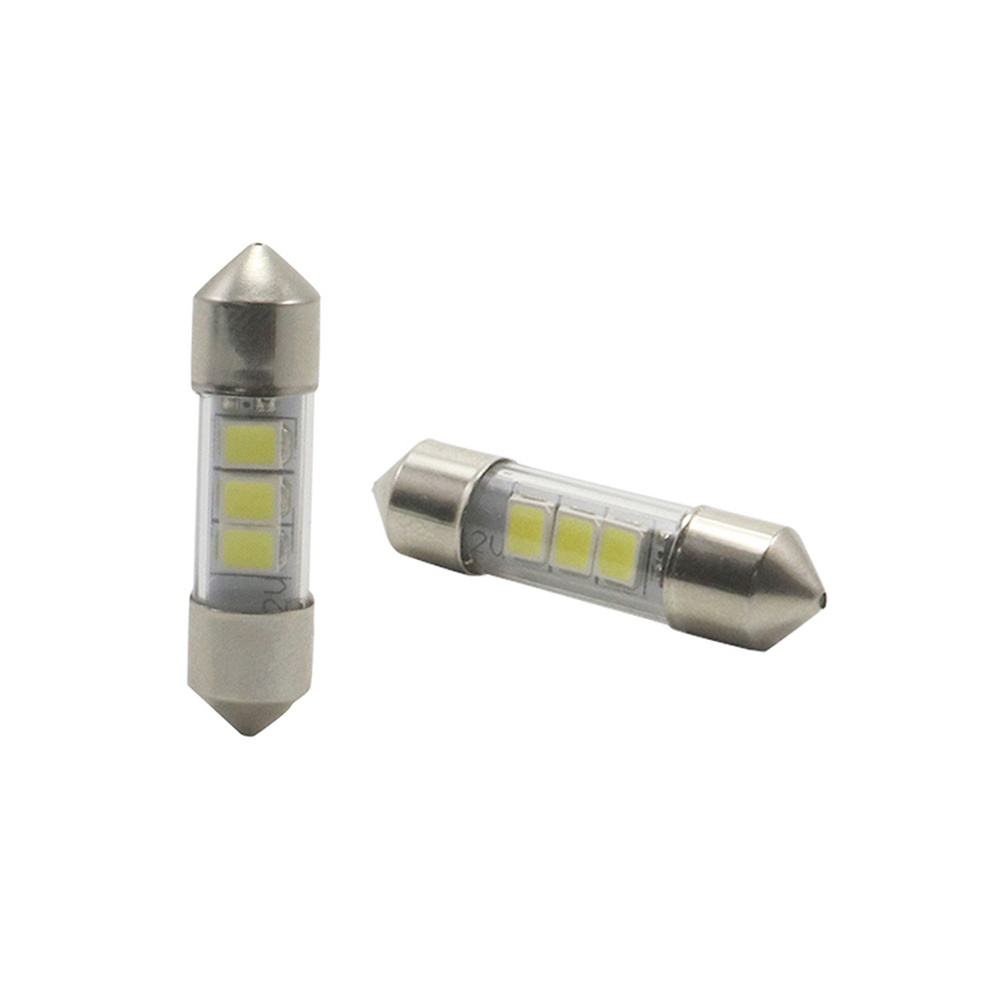 7mm ultra slim festoon LED bulb illuminated white light front perspective