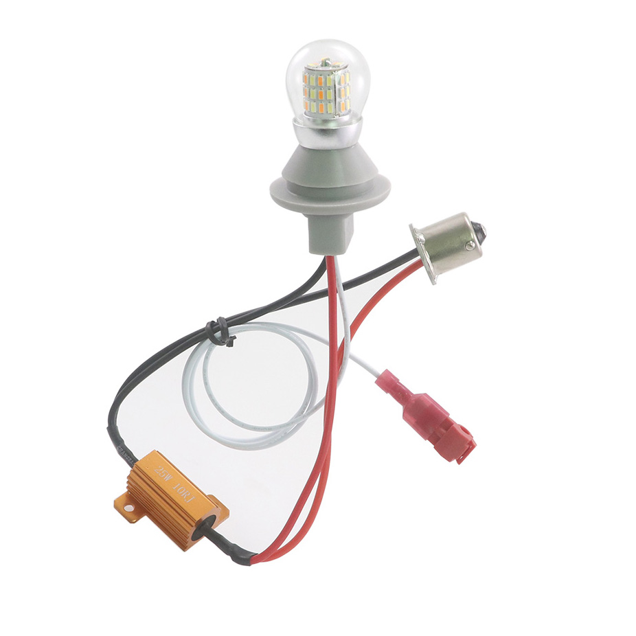 1156 P21W PY21W Switchback Dual-Color LED Bulb with Glass Cover (54x SMD 3014, 12V or 24V Canbus)