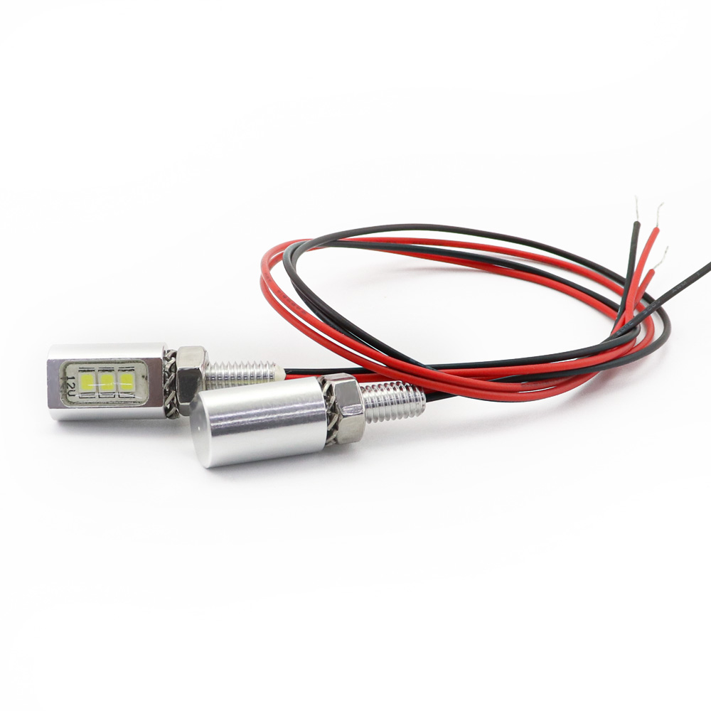 M6 LED license tag bolt light compact Φ12mm head dimension and threaded stud detail