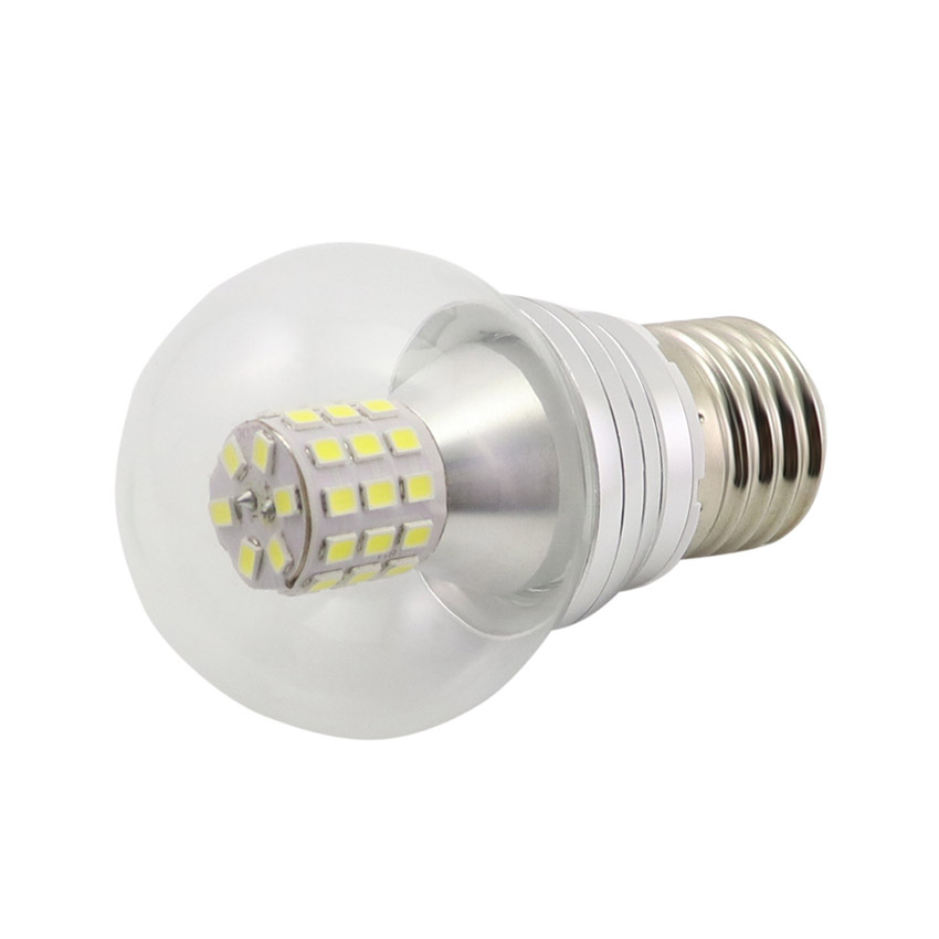 G50 LED bulb top view showing 39 SMD 2835 radial cylindrical array