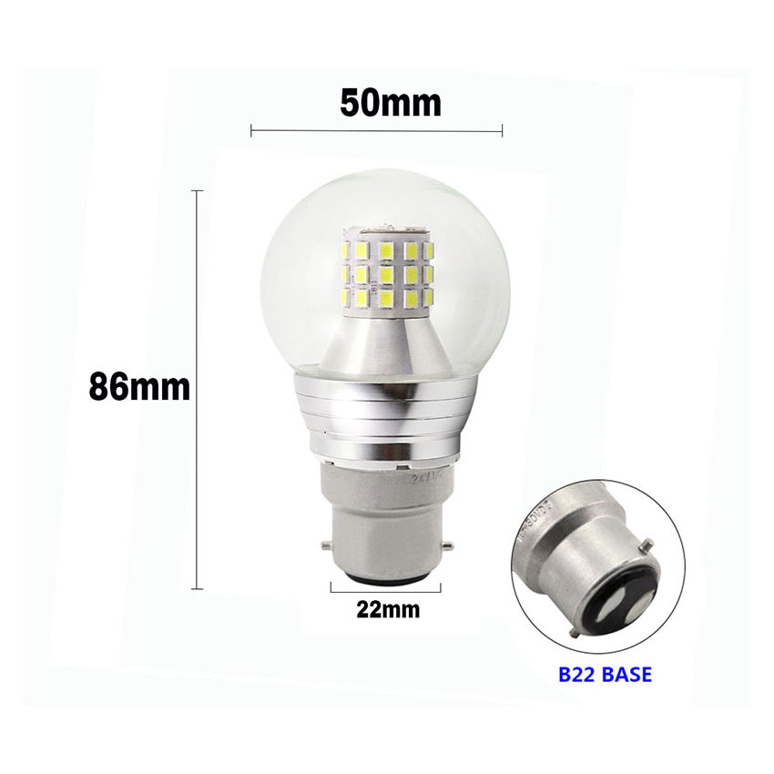 G50 LED bulb B22 bayonet dual pin base precision dimensional blueprint D50x88mm