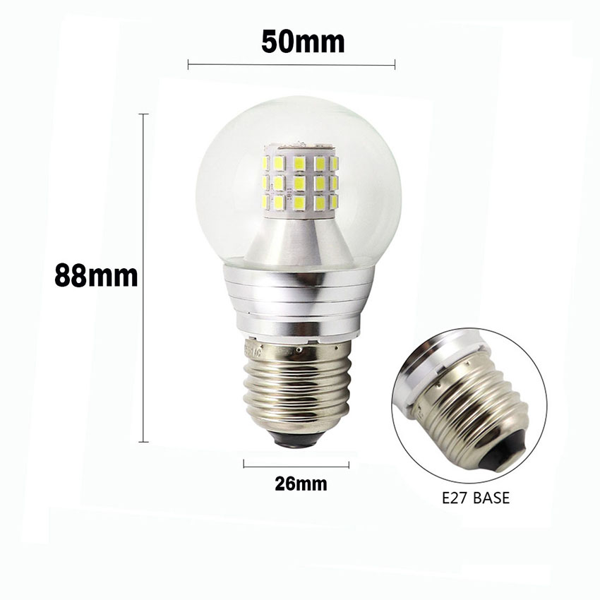 G50 LED bulb E27 Edison screw base precision dimensional blueprint D50x88mm