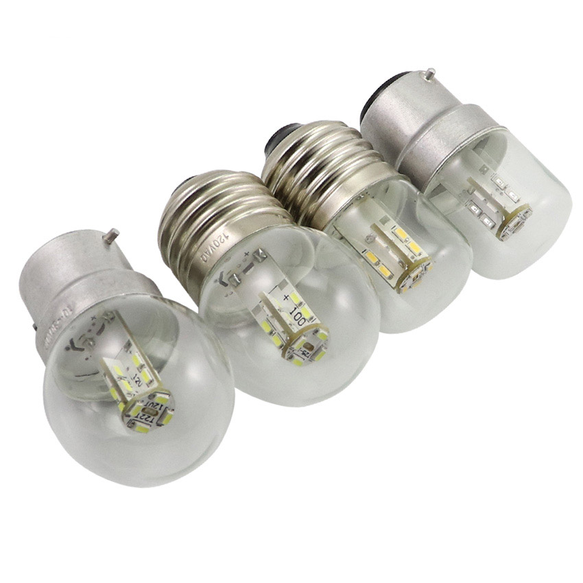 T28 tubular LED bulb base comparison showing E27 Edison screw and B22 bayonet