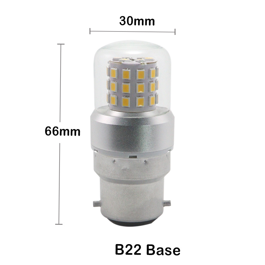 T30 B22 LED bulb dimensional blueprint showing D27x66mm with B22 dual locking pins