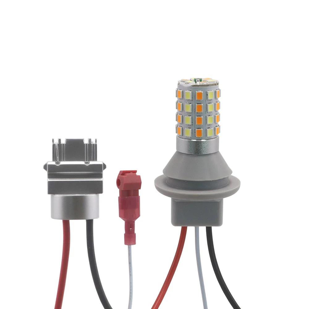 3156 3157 P27/7W Dual-Color Switchback LED Bulb (54-SMD, 12V or 24V Canbus Replaces T25 3157)
