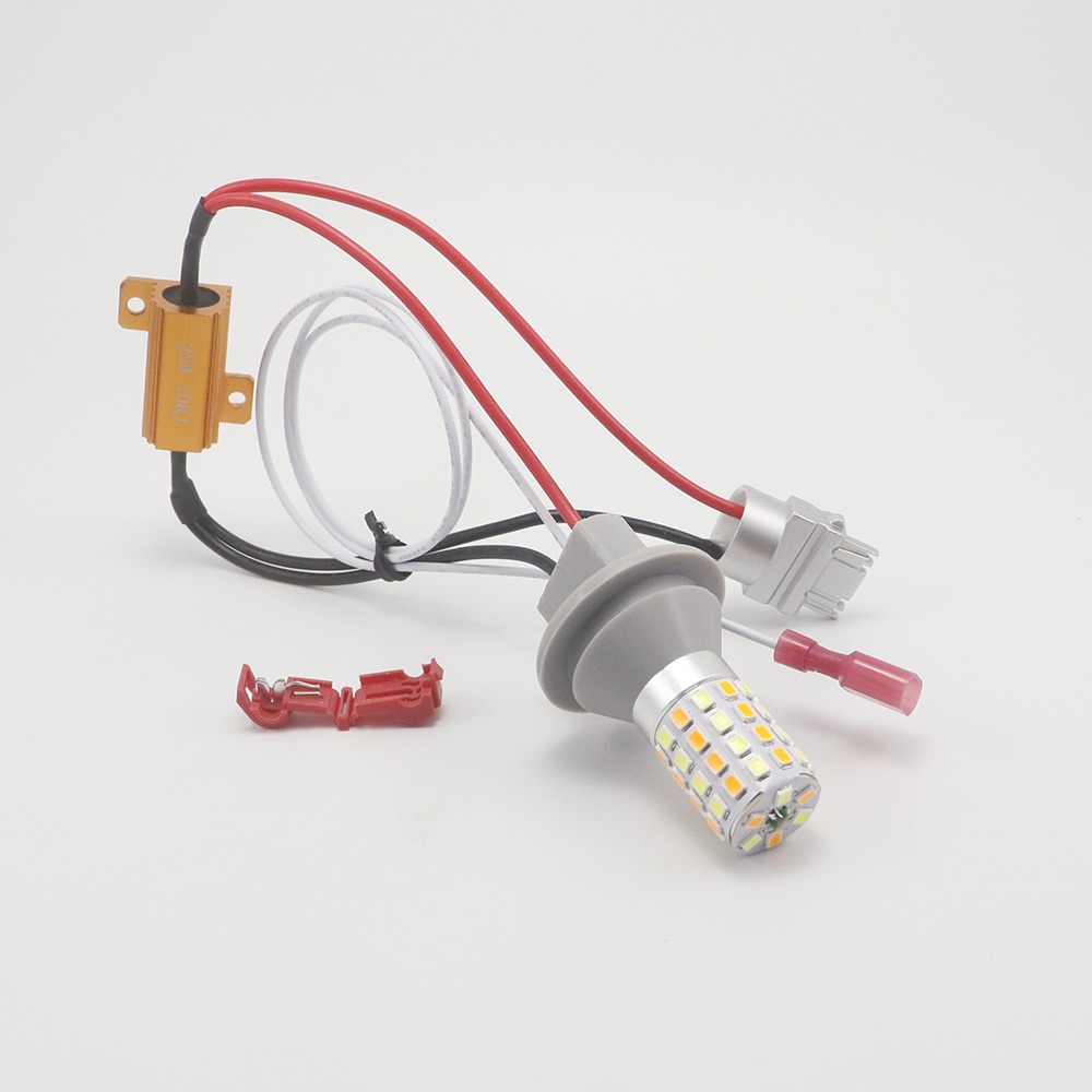 3156 Dual Color LED Bulb T1 Quick Connector and Wiring Harness