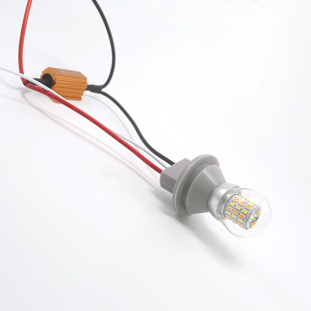 3156 Glass Lens Dual Color LED Bulb with ACC Wire and T1 Tap