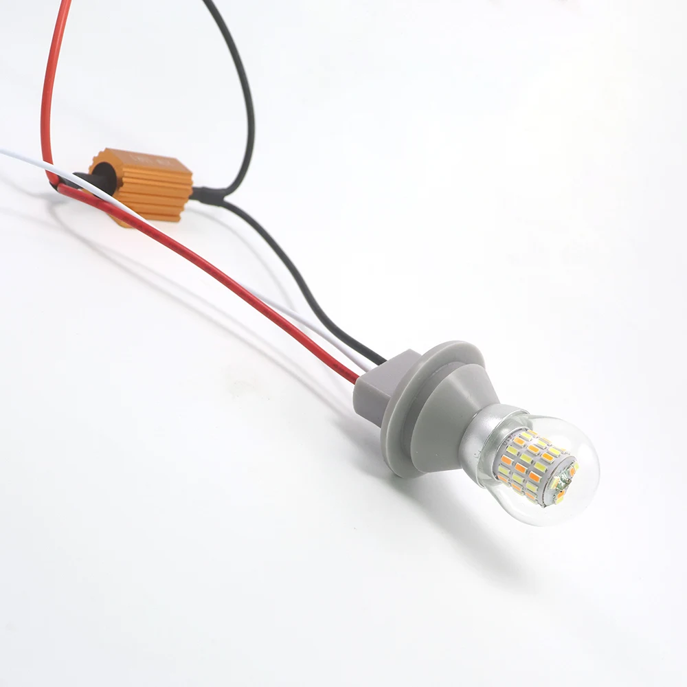 3156 Glass Lens Dual Color LED Bulb with ACC Wire and T1 Tap