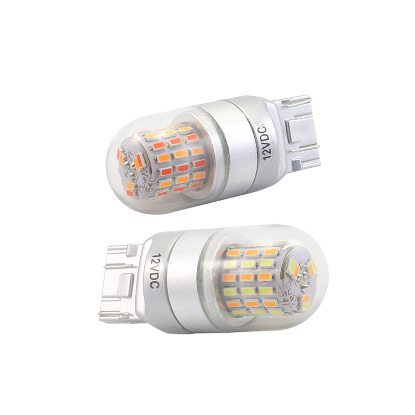 7443 W21/5W Dual-Color Switchback LED Bulb (54x SMD 3014)